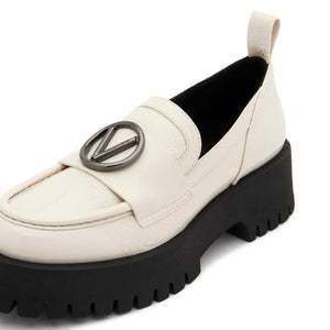 VALENTINO Thory Patent Leather Loafers Ivory