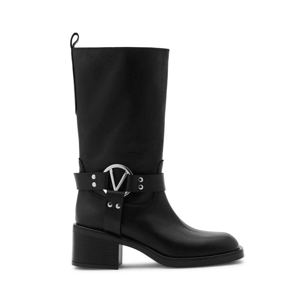 VALENTINO Black calfskin biker ankle boot