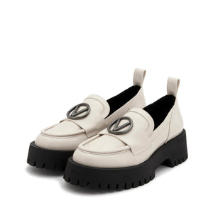 VALENTINO Thory Patent Leather Loafers Ivory