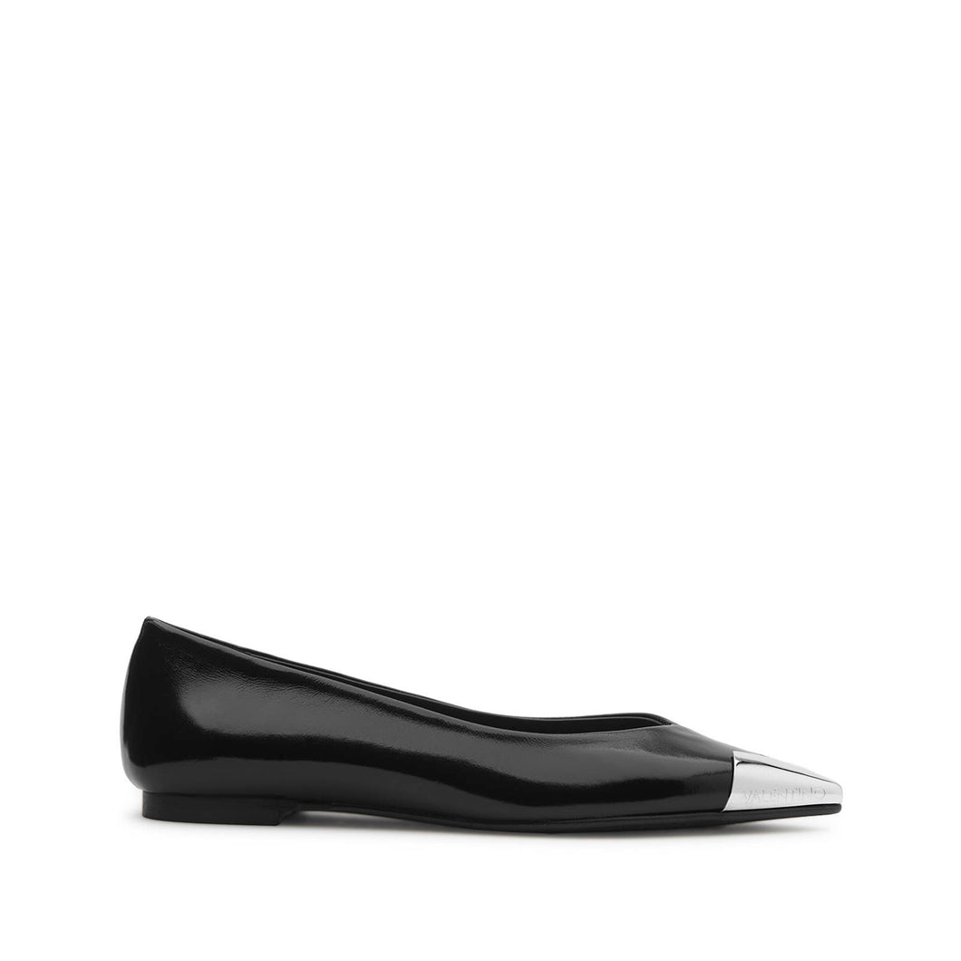 VALENTINO leather Ballerina black with Logoed Toe