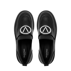 VALENTINO Mocassino vitello nero V logo