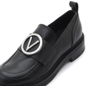 VALENTINO Mocassino vitello nero V logo