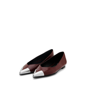 VALENTINO leather Ballerina with Logoed Toe