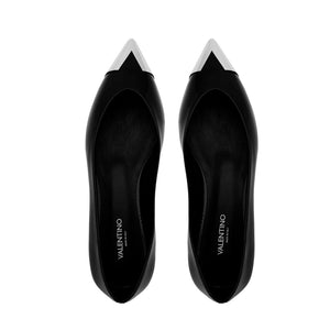 VALENTINO leather Ballerina black with Logoed Toe