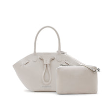 Carica l'immagine nel visualizzatore di Gallery, VALENTINO Borsa a Mano Soft Off White - Mini -  vista frontale con logo, lacci per arricciare la chiusura e pochette interna.