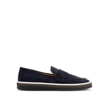 Load image into Gallery viewer, VALENTINO Mocassino Sail Suede Sabbia Blu - vista di profilo
