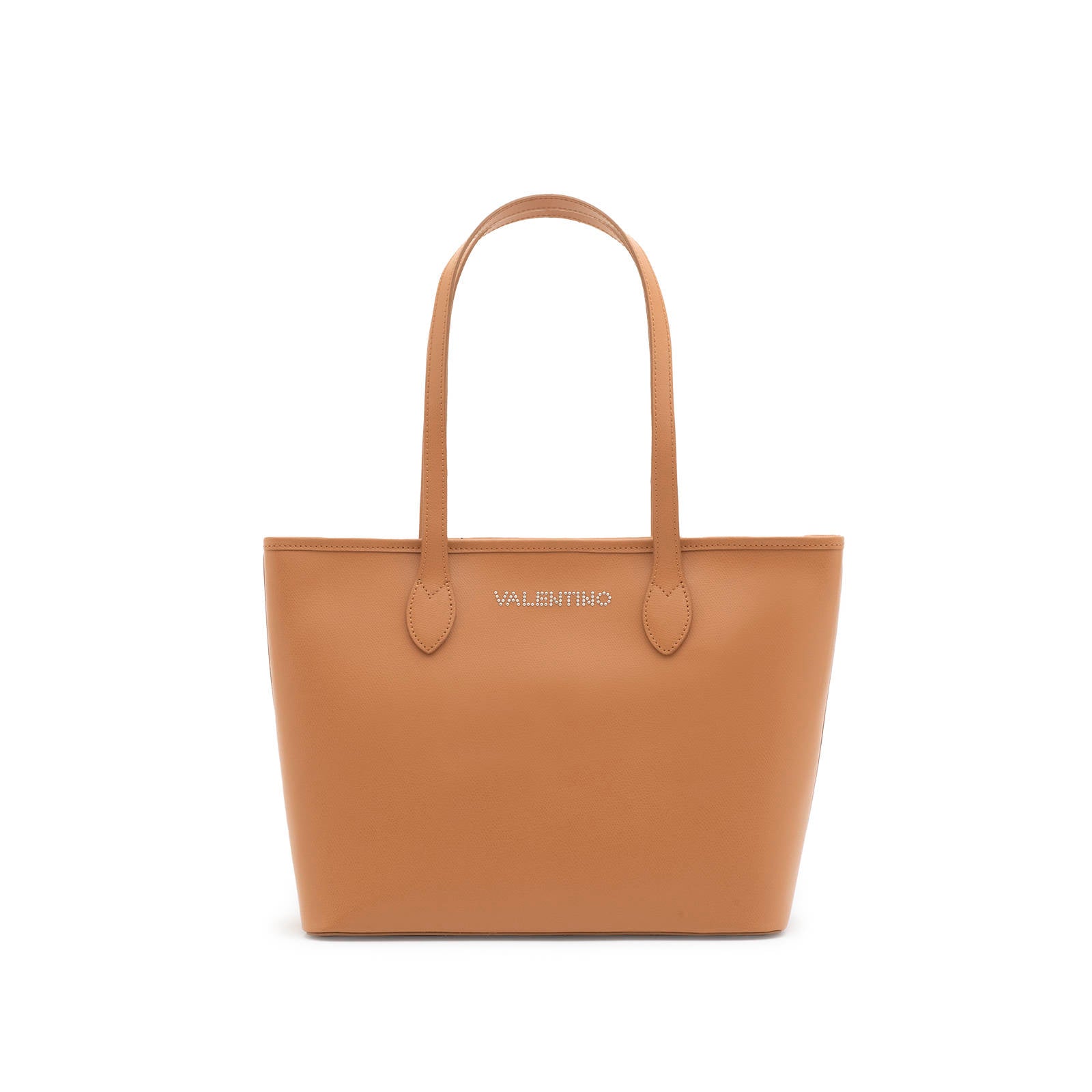 VALENTINO Shopper Cuoio con logo in micro strass, doppi manici e chiusura con zip