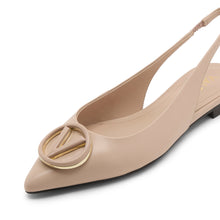 Load image into Gallery viewer, VALENTINO Slingback flat Logo V nude