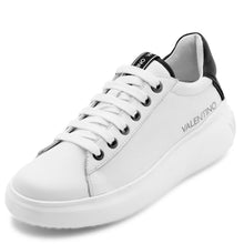 Load image into Gallery viewer, Sneaker VALENTINO Rey White/Black in pelle di vitello con Logo silver a contrasto e suola spessa bianca