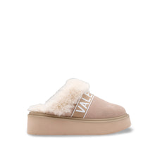 Carica l&#39;immagine nel visualizzatore di Gallery, Ciabatta Valentino Kira Nude in pelle scamosciata con fascia logata e suola leggera