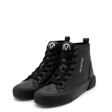 Carica l&#39;immagine nel visualizzatore di Gallery, stivaletto Valentino Aron Total Black in pelle nera uomo, design italiano elegante e moderno