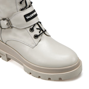 VALENTINO Combat Boots in pelle off-white